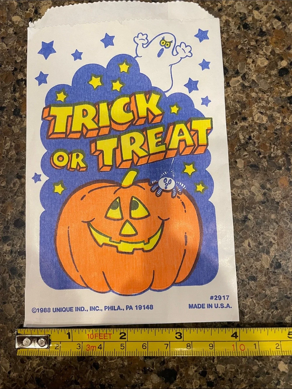Vintage 1988 Unique Ind Halloween Trick or Treat Favor Bags Orange and Blue 13